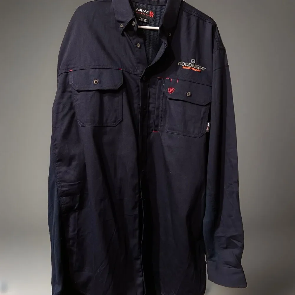 Ariat FR CAT 2 Flame Resistant Work Shirt XXL Tall Goodnight Midstream Navy